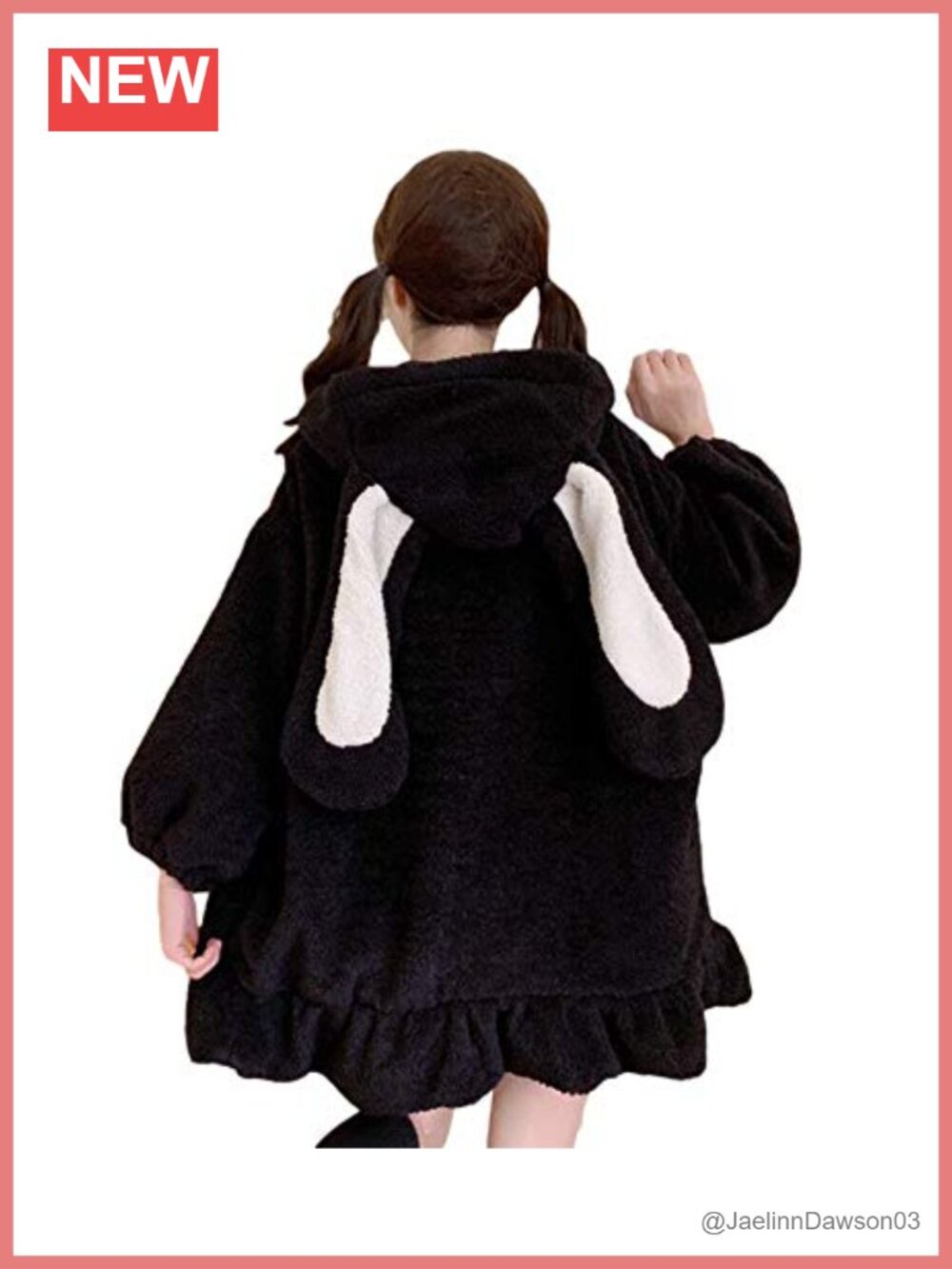 Kawaii Bunny Ear Hoodie Fuzzy Fluffy Zip Up Sweater Top Cosplay